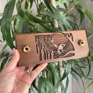 Vintage Laser Engraved Owl Pen‎ Holder • Solid Wood Desk Organizer